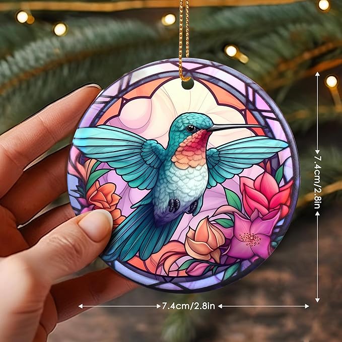 Touber Hummingbird Hanging Ornament - Christmas Tree Decor for Bird Lovers - Pattern D