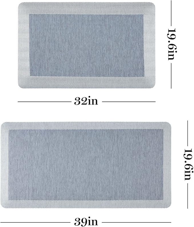 Martha Stewart Mira Modern Heathered Anti-Fatigue Air-Infused Kitchen Mat, Blue, 19.6"x39"