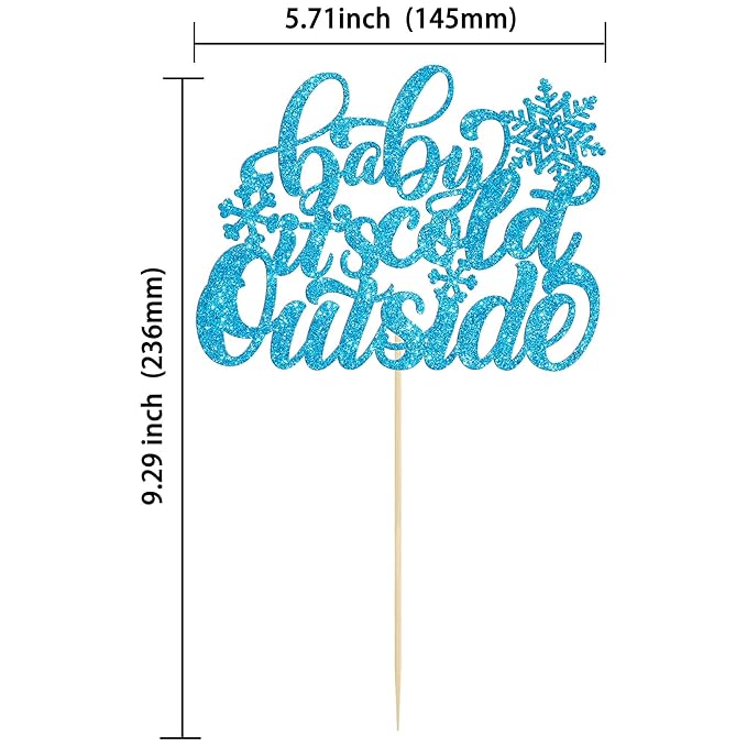 Gyufise 1 Pack Blue Glitter Baby It's Cold Outside Cake Topper Snowflake Baby Shower Decorations Winter Wonderland Baby Shower Decorations Winter Kids Birthday Party Supplies
