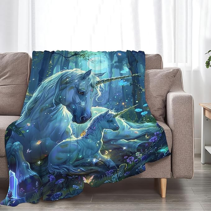 Tijuboni Unicorn Throw Blanket Unicorn Gifts for Girls Women Boys Men Kids Adults Soft Flannel Fleece Blanket for Couch Sofa Bed Home Decor 50"x60"