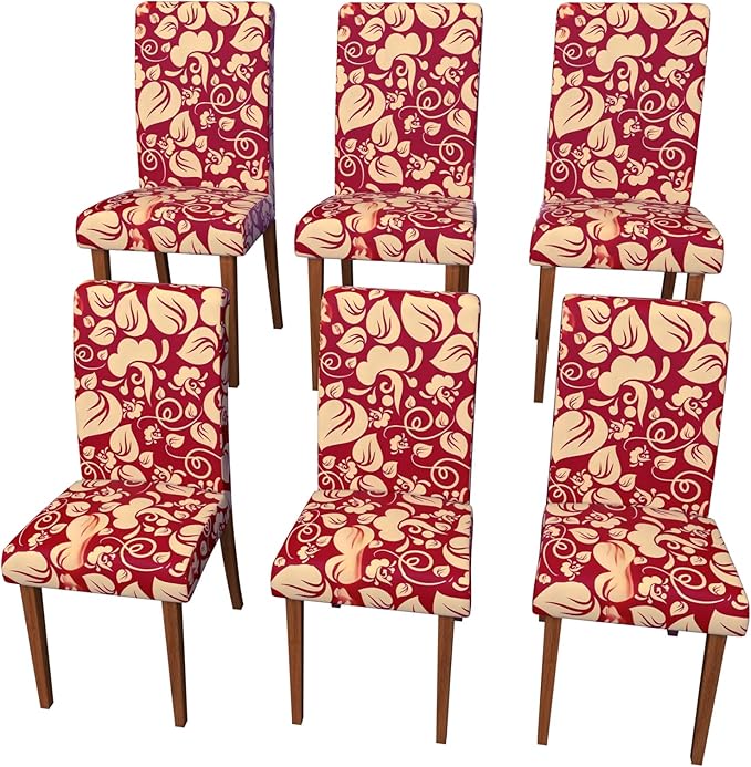 Stretch Dining Chair Covers Set of 6,Floral Print Chair Covers,Soft Removable Washable,Pet Friendly Furniture Protector,Universal Chair Slipcovers for Home, Kitchen,Ceremony Dining Room Seat