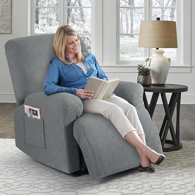 Timeles Recliner Covers Recliner Chair Covers Reclining Couch Covers Sofa Slipcovers Stretch Soft Washable (Single-Seater, Light Gray)