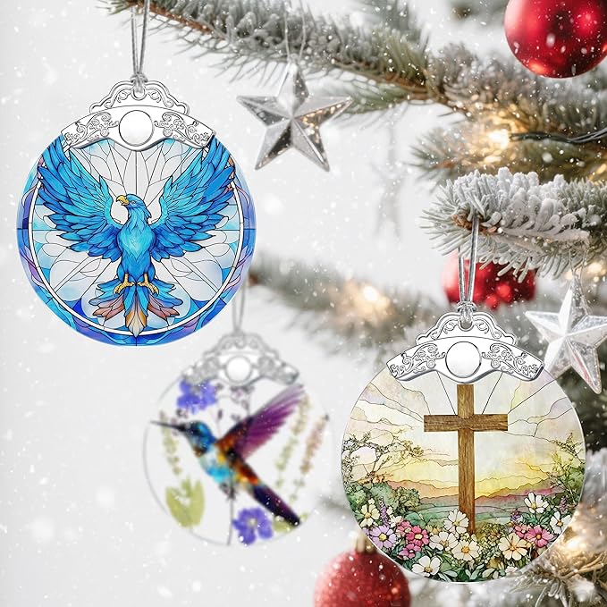 Stained Glass Ornament, Christmas Ornament, Hanging Ornaments for Home Decor & Christmas Tree Ornaments – Exquisite Holiday Decor, Xmas Gifts & Holiday Present - Phoenix