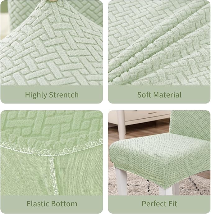 Parsons Dining Chair Cover, Detachable Sofa Chair Cover, Retractable Chair Cover (6, Green)