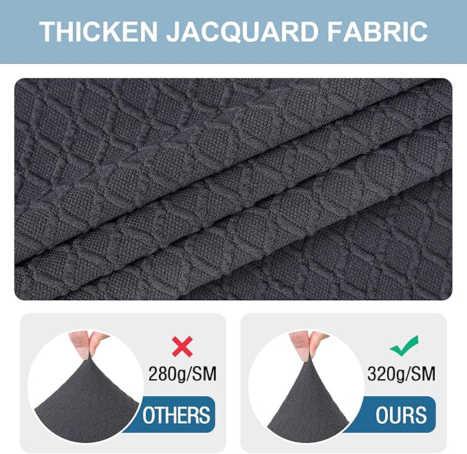 Smiry Stretch Jacquard Seat Covers for Dining Room Chairs Set of 4, Removable Washable Chair Seat Protector Slipcovers, No Rear Covers, Dark Grey