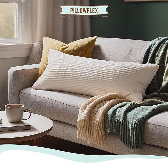 Pillowflex Premium Polyester Throw Pillow Insert - 14x36 - Ultra Soft Large Rectangle Throw Pillow, Couch Sham, Lumbar, Back, Sofa - Machine Washable - Decorative Accent Form - 1 Soft Pillow