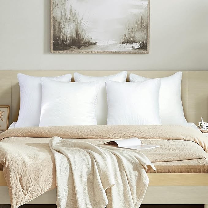 24x24 Pillows Inserts Set of 2, Throw Pillows 24 Inch Premium Down Alternative Pillow Inserts, 24 by 24 Square Premium Cushion with 100% Cotton Cover for Bed, Sofa, Couch