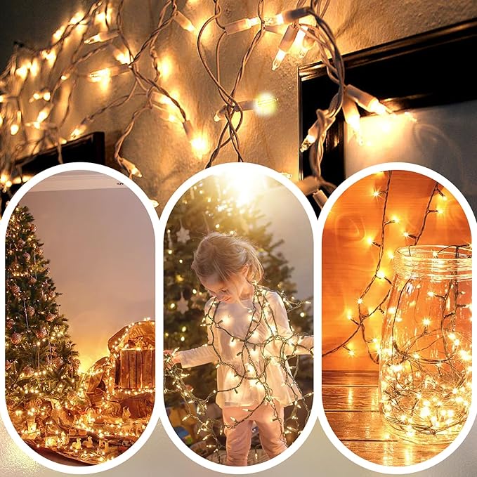 100 LED Soft Twinke Lights, Slow Twinkling Christmas Lights, 50 of 100 Lights Twinkle, Waterproof Gentle Glow, UL Certified 29 Ft Connectable Indoor Outdoor (Warm White)