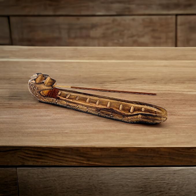 S.B Arts Dragon Incense Holder, Wooden Incense Ash Catcher, Incense Burner, Incense Stick Holder Backflow, Home Decor Accessories, Yoga Meditation Incense Stand - 12 X 2.0 X 2.5