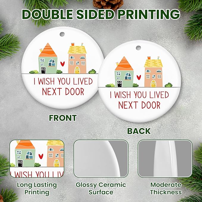 TEEZWONDER Christmas Friend Gifts for Women - Ceramic Christmas Ornaments 2025 - Long Distance Friendship Gifts for Friends Women Sisters, Friend Ornament Gift for Xmas Decorations