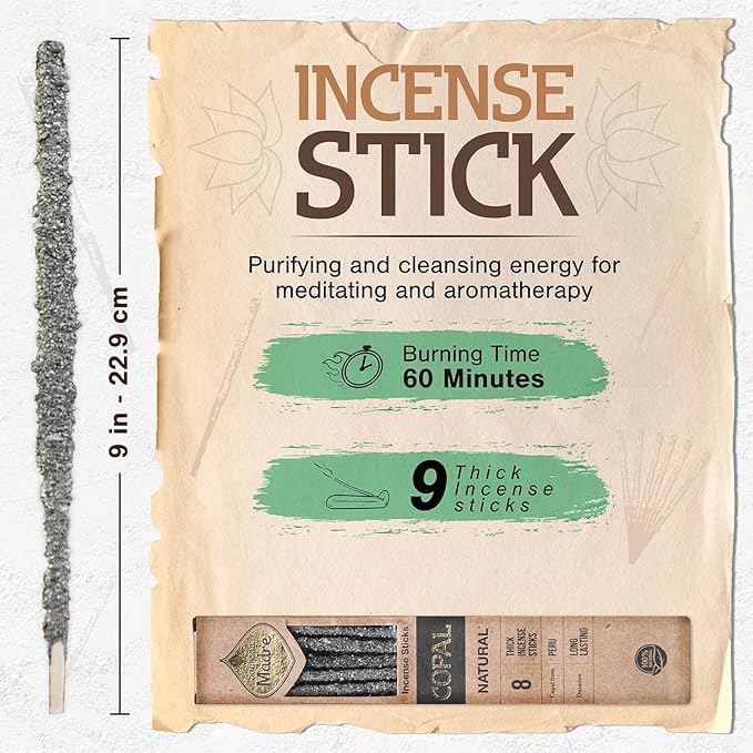Sagrada Madre 8 pcs Wildly Harvested Thick - Natural Copal Incense Sticks, 9” Long - Eco Friendly, Aromatic Non Toxic Incense Sticks (1hr Burning Time) to Heal & Purify Your Body and Surroundings
