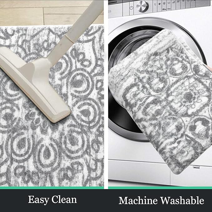HEBE Washable Area Rug - 4'x6' Non Slip Soft Distressed Medallion Bedroom & Living Room Accent Throw Vintage Entry Floor Carpet for Dining Room & Bathroom Entryway