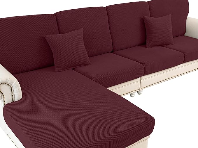 Couch Cushion Cover Seat Cushion Cover Stretch Armchair Cover Separate Sectional Sofa Slipcovers Furniture Protector(1 Piece for Seat or Sofa Backrest, Burgundy)