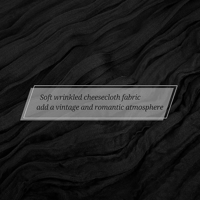 25 Pack Black Cheesecloth Table Runner 17 x 108 Inch Fall Thanksgiving Boho Rustic Farmhouse Gauze Cheese Cloth Runner for Wedding Party Baby Shower Home Decor Holiday Decorations