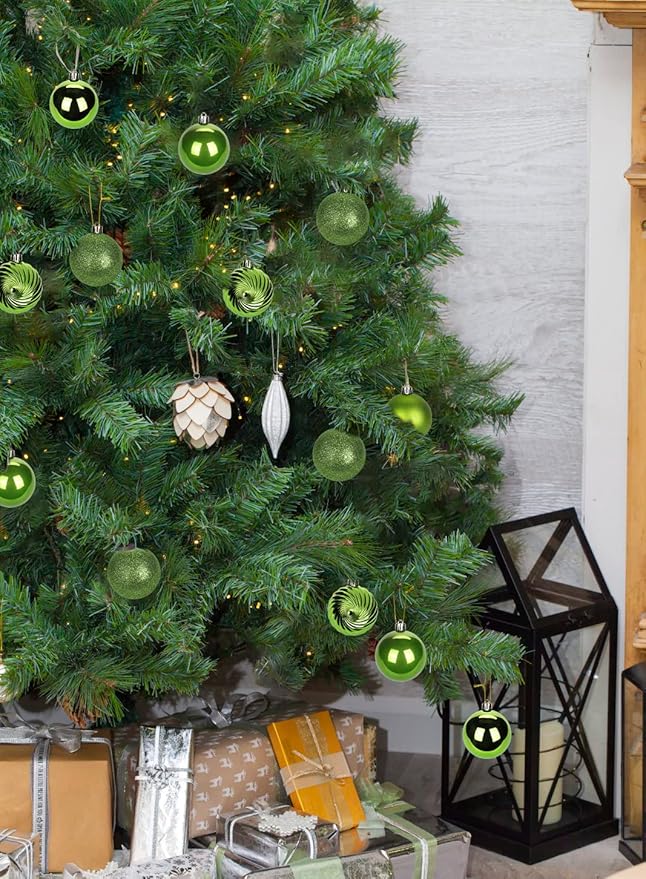 2.36" Green Christmas Balls Ornaments 25 Pcs Shatterproof Christmas Ornaments Set Small Light Green Ornament for Xmas Tree Halloween Holiday Party