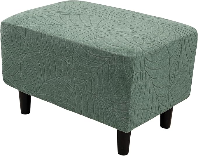 Eco-Ancheng Ottoman Cover Stretch Rectangle Footrest Stool Slipcover Ottoman Bench Covers Jacquard Footstool Protector Covers Storage Ottoman Slipcovers for Foot Stool with Nonslip Elastic Bottom,07