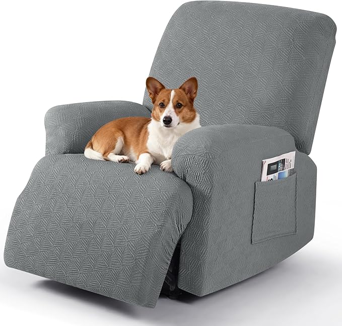 Timeles Recliner Covers Recliner Chair Covers Reclining Couch Covers Sofa Slipcovers Stretch Soft Washable (Single-Seater, Light Gray)