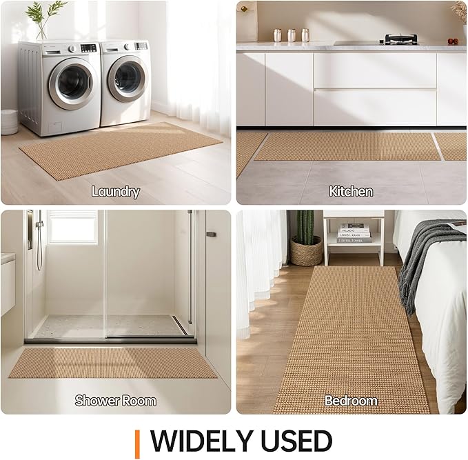Kitchen Rugs and Mats Non Skid Washable [2PCS] (24" x 36"+ 24" x 60"), Absorbent Kitchen Floor Mats, Boho Cotton Kitchen Runner Rugs Comfort Standing Mat for Sink Hallway Laundry