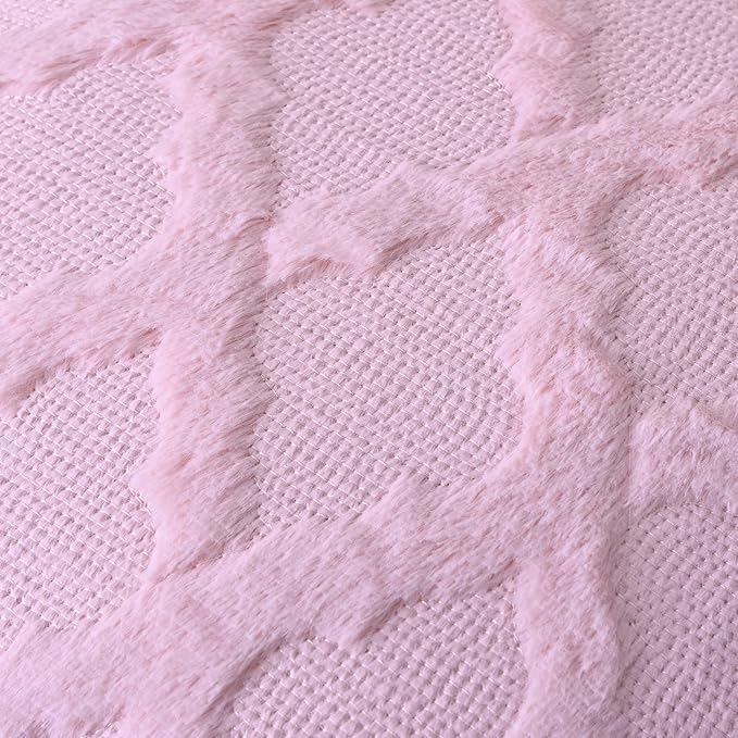 Set of 2 Soft Moroccan Throw Pillow Covers 20x20 Inch Plush Boho Decorative Pillow Cover Accent Cushion Case for Couch Sofa Bed, Light Pink