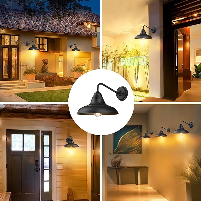 Wall Lights Wall Mount for House Farmhouse Wall Sconce Black Outside Lantern Classic Barn Lights Outdoor & Indoor, 12"，2 Pack