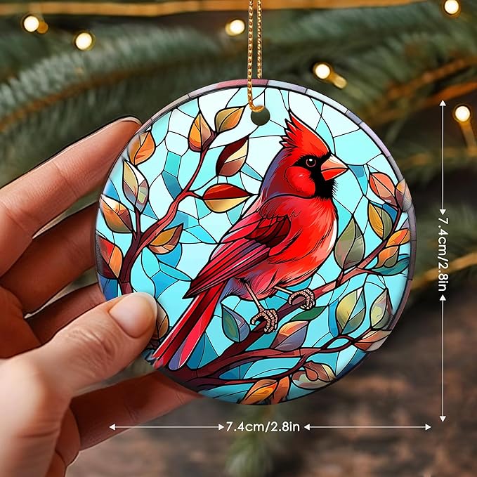 Touber Cardinal Hanging Ornament - Christmas Tree Decor, Holiday Red Bird Theme Gift