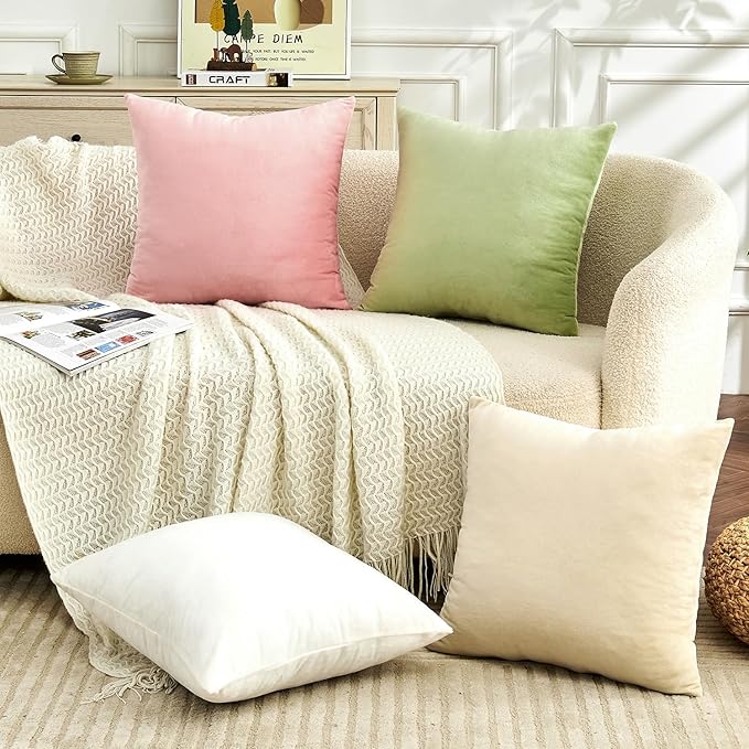 Throw Pillow Covers Pink Set of 2 12x20 Inch Pillow Covers, Soft Velvet Cute Lumbar Decorative Pillowcases for Couch Sofa Bed, Home Boho Decor, Modern Cushion Covers