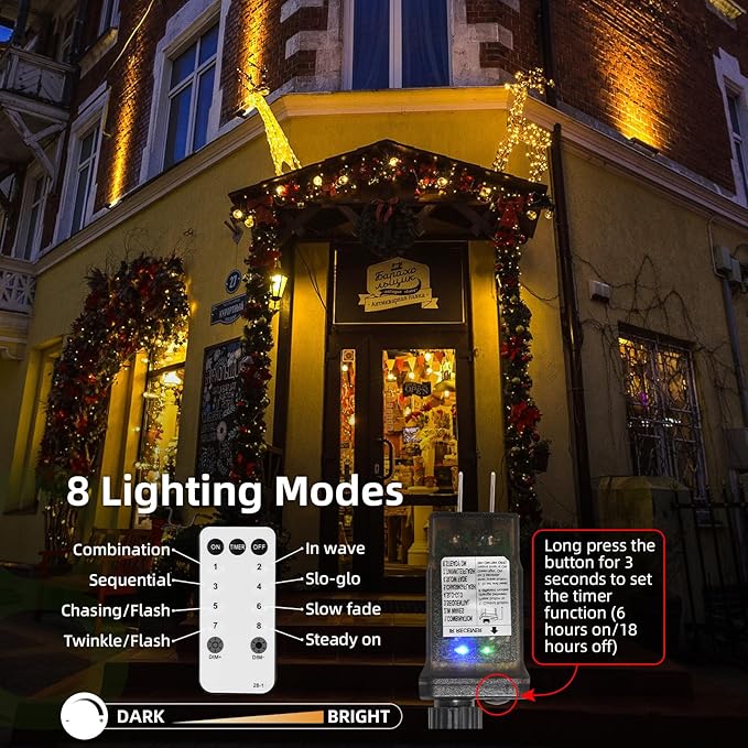 Dailyart Fairy Lights Plug in, 1000 Led Fairy Lights with Remote 75Ft Warm Light with Timer Long Twinkle Light Waterproof String Light for Bedroom Outdoor Indoor Decorative,Green Wire