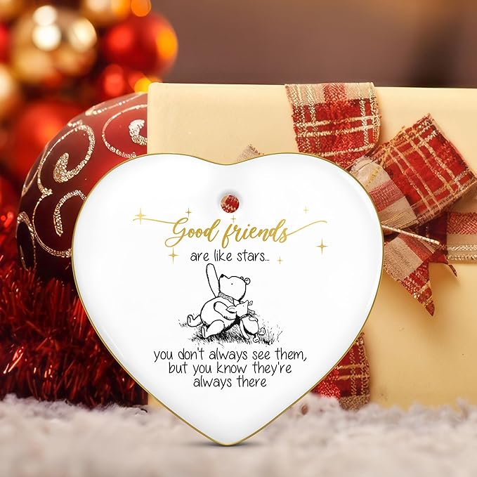 GEEMBI Christmas Friend Gifts for Women Men – Gold-Trimmed Ceramic Friends Christmas Ornaments 2025 – Soul Sister BFF Bestie Friendship Gifts for Women, Friends Ornament for Tree, Sisters Ornament
