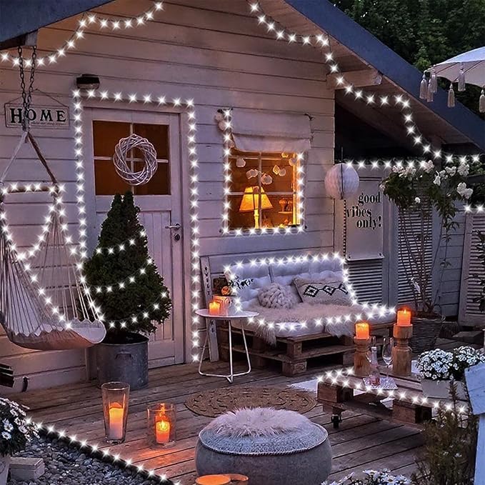 QITONG 500 LED 165ft Christmas White Lights, String Lights Outdoor Waterproof with 8 Modes, Green Wire Plug in Twinkle Light Indoor