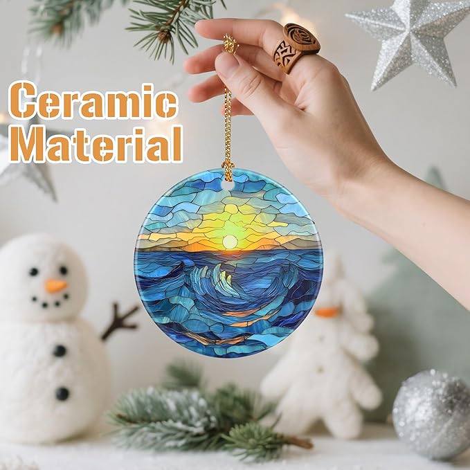 Beach Sunrise-Themed Christmas Tree Decorations, Christmas Ornaments, Keepsake Ornaments, Holiday Decor, Xmas Gifts, Gifts for Sunrise Lovers & Nature Lovers