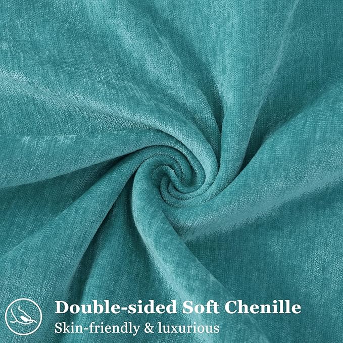 decorUhome Christmas Couch Throw Pillow Covers 16x16 Set of 2, Decorative Soft Euro Velvet Neutral Chenille Pillow Covers with Elegant Design for Sofa Bed Living Room Home Decor, Teal