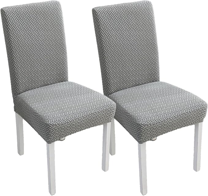 Dining Chairs Covers Set, Dining Room Chair Covers Stretch Seat Covers Parsons Chair Covers Slipcover Fundas Forros para Sillas de Comedor (Texture-Gray,Medium (Set of 2))