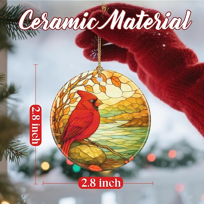 Christmas Ornaments, Dodosky 2.8in Ceramic Cardinal Ornament, Xmas Decor, Christmas Tree Ornaments, Xmas Decorations for Tree, Holiday Ornament, Cardinal Gifts, Gifts for Women, Mom, Grandma