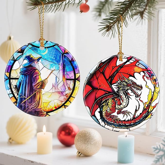 Wizard Christmas Decorations for Tree, Christmas Ornaments, Keepsake Ornaments, Holiday Decor, Xmas Gifts, Gift for Fantasy Lovers, Gifts for Friends or Family
