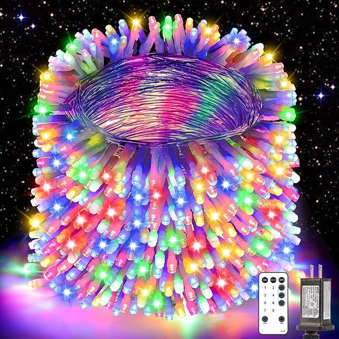 Christmas Lights String Outdoor Indoor, 1200 LED 403FT Multicolor Xmas Tree Decorations Lights, Plug in Twinkle Fairy Light with Remote Timer Dimmable for Room Yard Holiday Party Wedding Camping Decor