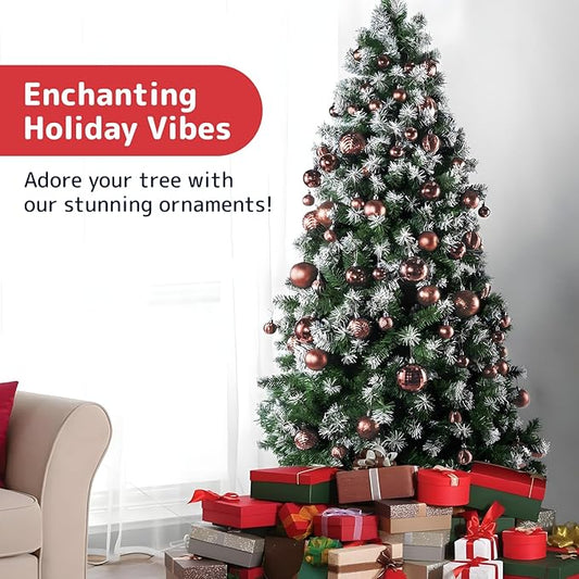Prextex 36-Pieces Champagne Christmas Ornaments Set - Shatterproof, Festive Christmas Balls Decorations in 3 Sizes and 6 Styles with Hanging Loops for Tree, Wreath, and Dazzling Holiday Party Decor