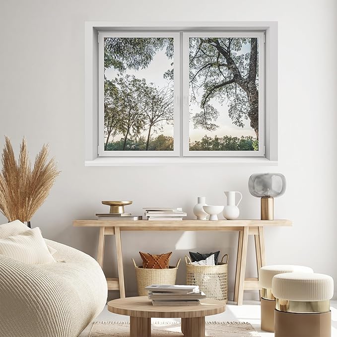 SIGNWIN Removable Wall Sticker/Wall Mural Window Lush Greenery and Sunlit Trees Scene Photography Realism Decorative Landscape Digital Art for Living Room, Bedroom, Office - 24"x32"