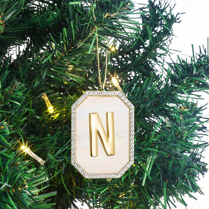 Christmas Initial Ornaments, Letter N Ornaments for Xmas Tree, Hanging Ornament Gift for Mother Best Friends Sister Wife