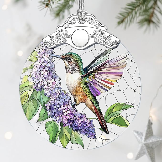 Stained Glass Ornament, Hummingbird Christmas Decorations, Christmas Ornaments for Tree, Holiday Ornament, Hummingbird Gifts, Holiday Party Gifts, Gift Ideas & Xmas Gift