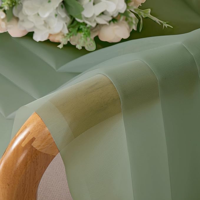 Lecloud Sheer Curtain Panels Set 96" Inches Long, Solid Voile Light Filtering Airy Curtains Window Treatment Drapes for Living Room, 2 Panels Elegant Bedroom Sheer Curtains, Sage Green, 40" Wx96 L