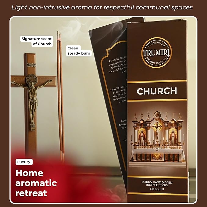 Church Incense Sticks - Bulk Pack of 100 Insence-Sticks - Made with Natural Incienso - Sacred Insense Non Toxic Spiritual Incents Incence