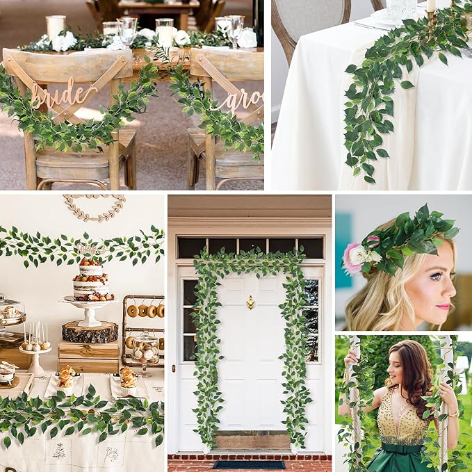 9.8ft Artificial Vines with Ultra-Dense Willow Leaves - Bendable Fake Vines Garland, Faux Italian Ruscus for Wedding Arches, Jungle Room & Indoor/Outdoor Decor