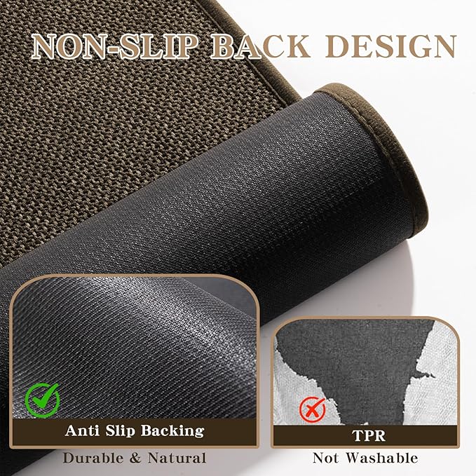 chakme Bathroom Rugs Mat 59x24, Ultra Thin Non Slip Bath Mat Large Quick Dry Absorbent Bath Mat for Bathroom Floor, (Brown, 59"x24")