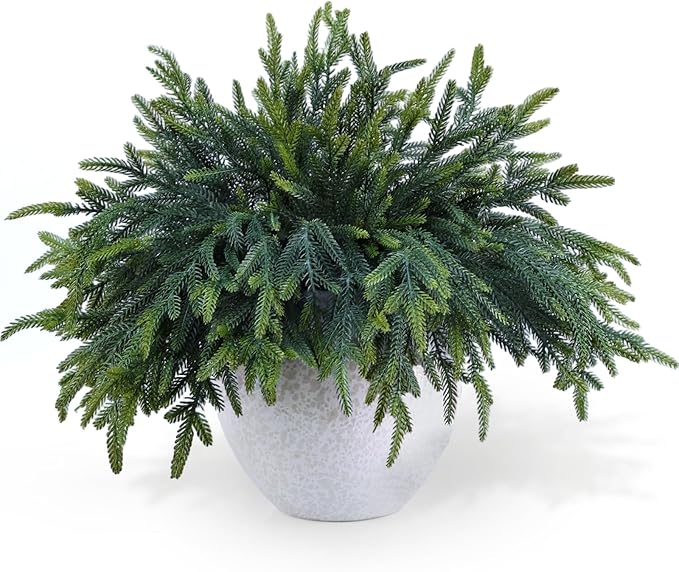 100 Pcs Pine Branches - Real Touch Artificial Pine Stems - Christmas Greenery Picks for DIY Wreaths Garlands Vase Arrangements, Indoor Outdoor Christmas Decor
