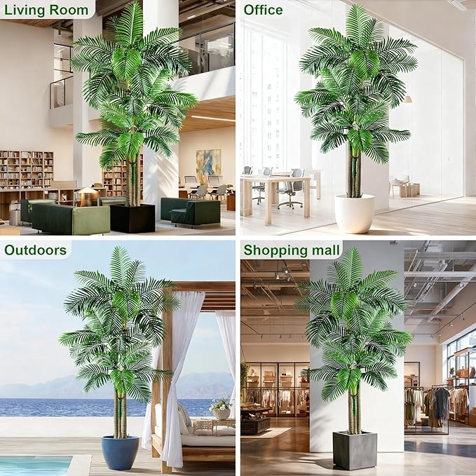 Large Artificial Palm Tree Big Faux Tropical Trees Indoor Outdoor Realistic Floor Plants Tall Fake Plant for Home Living Room Office Decor Porch Outside Patio arboles para Modern Farmhouse decoracion