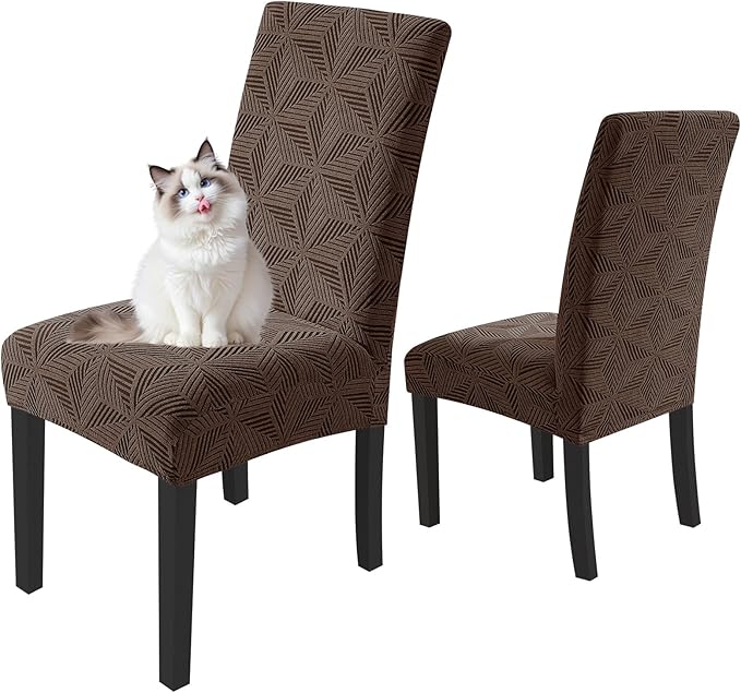 YEMYHOM Dining Chair Covers Set of 2, Stretch Dining Room Parsons Chair Slipcover, Removable Washable Furniture Protector for Home, Kitchen, Banquet (Brown)