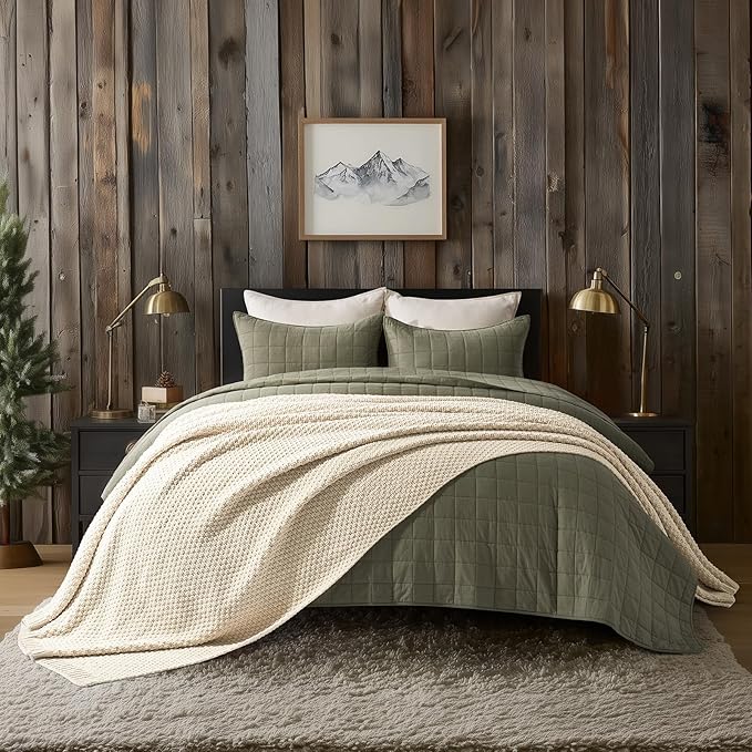 EVERGRACEHOME Chunky Chenille Knit Throw Blanket for Couch, Soft Luxurious Oversized Queen Moss Stitch Blanket for Bed, Large Cozy Farmhouse Knitted Throw for Sofa, Beige, 90" x 90"