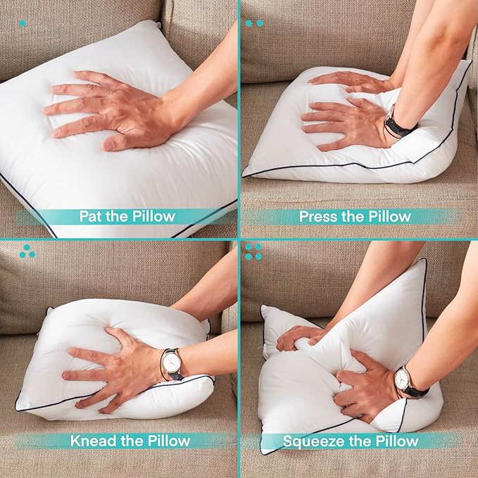 20x20 Inch Pillow Inserts Set of 2-100% Cotton Cover, Square Decorative Throw Pillows for Couch, Sofa, Chair, or Bed (2 Pack, 20x20 Inch)