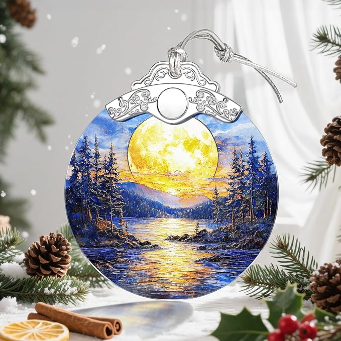 Full Moon Christmas Ornaments, Christmas Decorations, Hanging Ornaments for Tree, Holiday Decor, Holiday & Xmas Gifts, Gifts for Friends, Coworkers, Neighbors
