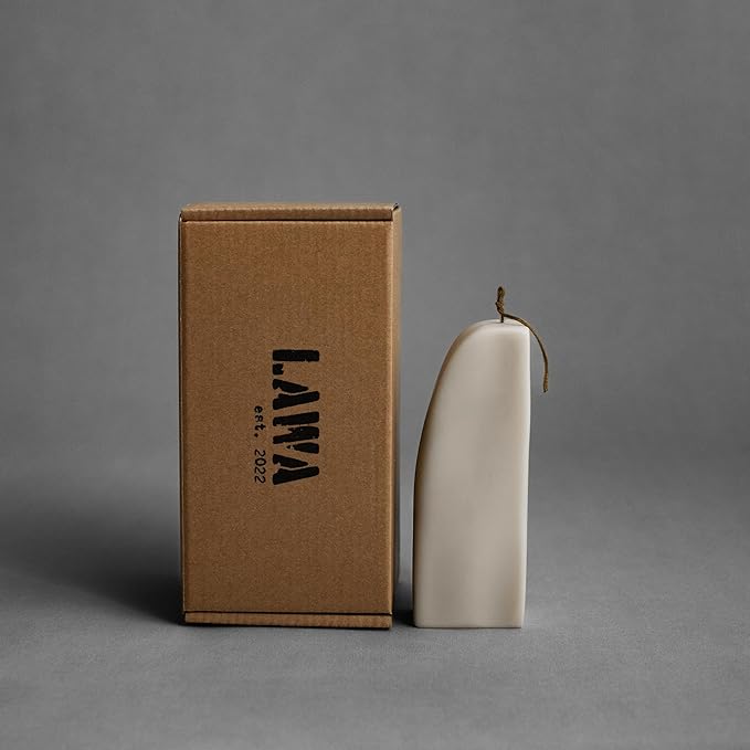 LAWA Downhill Candle - Beautiful Handmade Pillar Scented Soy Wax Elegant Aesthetic Candle Housewarming Gift Home Room Shelf Decor Idea (Light Beige)